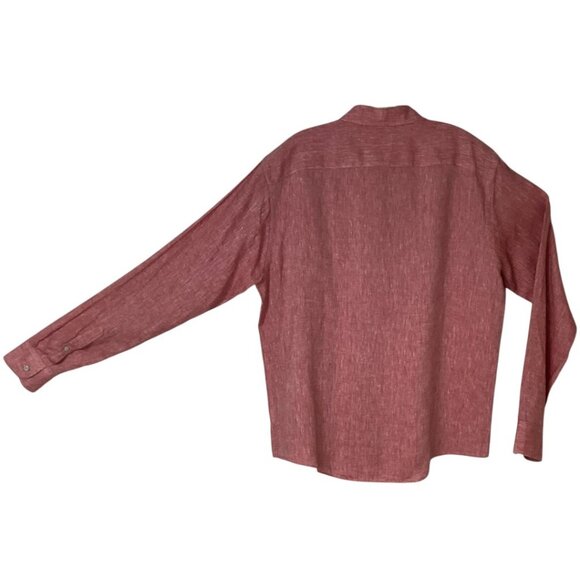 Untuckit Wrinkle-Resistant 100% Linen Red Long Sleeve Button-Up Shirt Size Large - Picture 2 of 6